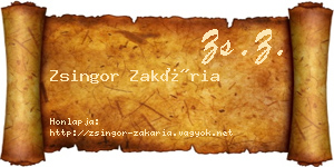 Zsingor Zakária névjegykártya